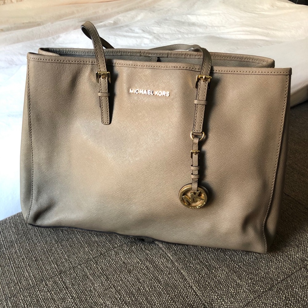 Michael Kors Taupe Jet Set Travel Large Tote Bag